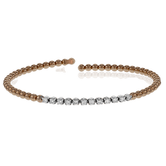 Beaded Bangle in 18k Gold with Diamonds MB1592-R WHITE 18K X WHITE-ROSE