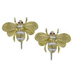 Bee Earrings in 18k Gold with Diamonds DE275 WHITE 18K X YELLOW