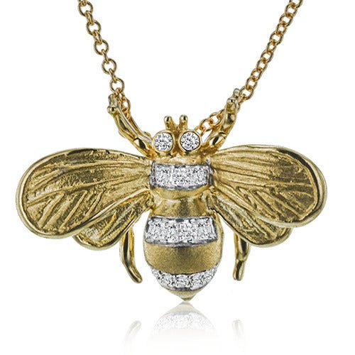 Bee Pendant Necklace in 18k Gold with Diamonds DP274-Y WHITE 18K X DIAMOND