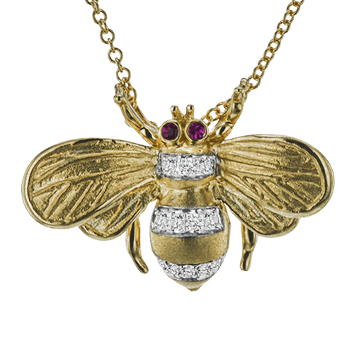 Bee Pendant Necklace in 18k Gold with Diamonds DP274-Y WHITE 18K X DIAMOND