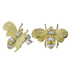 Bee Stud Earrings in 18k Gold with Diamonds DE274-Y WHITE 18K X YELLOW