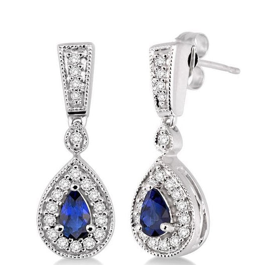 Parkplace Jewelers Pear Shape Gemstone & Halo Diamond Earrings 58325PPFNERSPWG