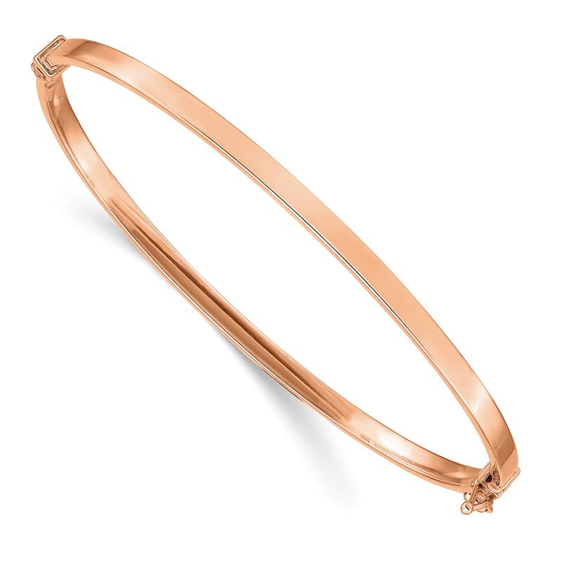 Quality Gold 14k Rose Gold Polished Hinged Bangle Bracelet DB617