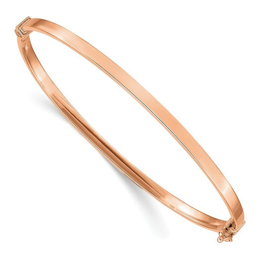 Quality Gold 14k Rose Gold Polished Hinged Bangle Bracelet DB617