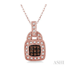 ASHI Cushion Shape Champagne Halo Diamond Fashion Pendant 96316PPTSPDPG