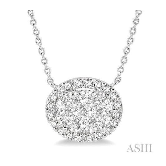 ASHI Oval Shape East-West Halo Lovebright Essential Diamond Pendant 9964VPPFVNKWG