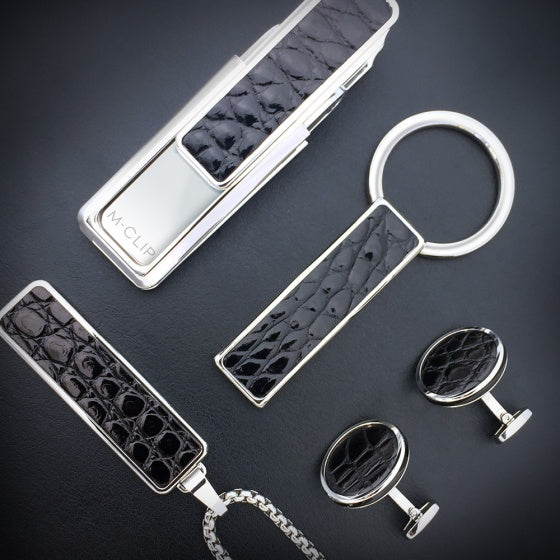 MClip Monterey Rhodium Black Alligator Money Clip MO-PRP-BKAL
