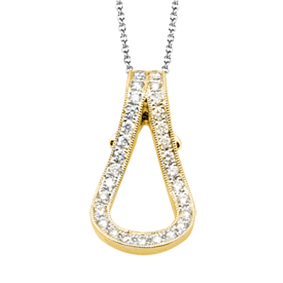 Buckle Pendant Necklace in 18k Gold with Diamonds NP174 WHITE 18K X