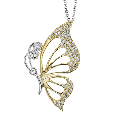 Butterfly Pendant Necklace in 18k Gold with Diamonds LP4815 2T 18K X 2T