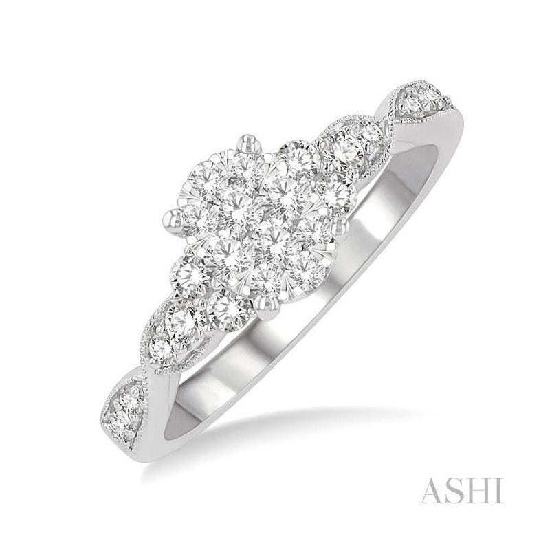 ASHI Oval Shape Lovebright Diamond Engagement Ring 125G3PPFGWG