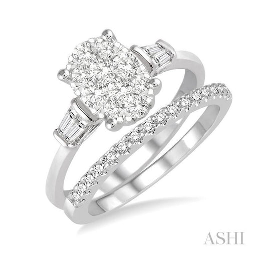 ASHI Oval Shape Lovebright Diamond Wedding Set 151F2PPFHWG-WS