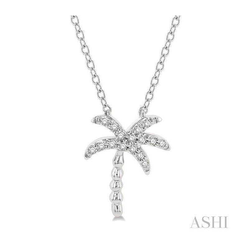 ASHI Palm Tree Petite Diamond Fashion Pendant 645B8PPTSPDWG