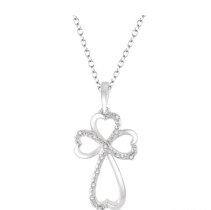 Parkplace Jewelers Silver Cross & Heart Shape Diamond Fashion Pendant 86349PPSSSLPD