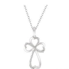 Parkplace Jewelers Silver Cross & Heart Shape Diamond Fashion Pendant 86349PPSSSLPD