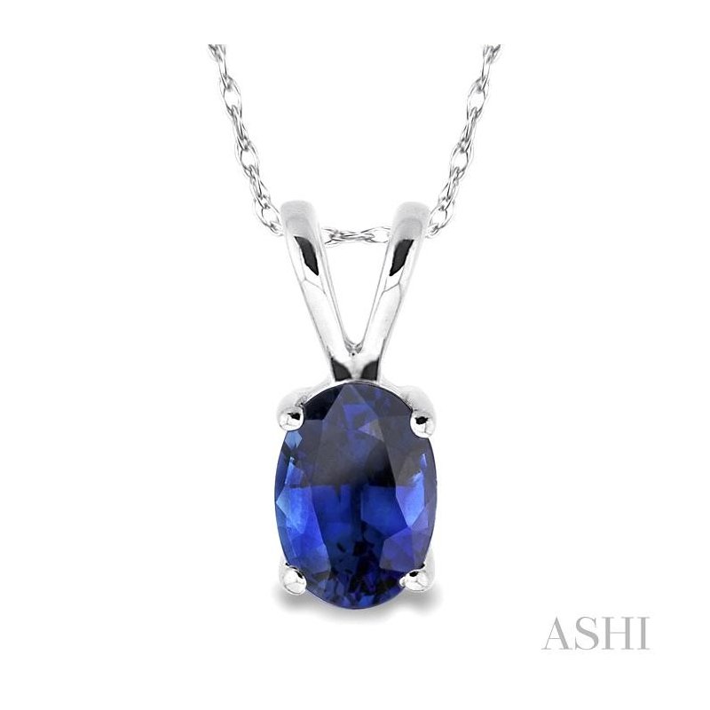 ASHI Oval Shape Gemstone Solitaire Pendant 57129PPF@PDSPWG