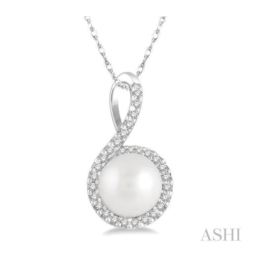 ASHI Pearl & Halo Diamond Fashion Pendant 56848PPTSPDWPWG