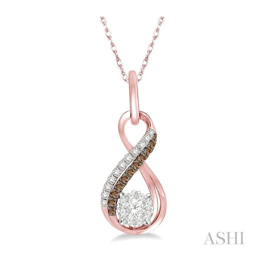 ASHI Round Shape Lovebright Champagne Diamond Infinity Pendant 903A7PPFHPDPG
