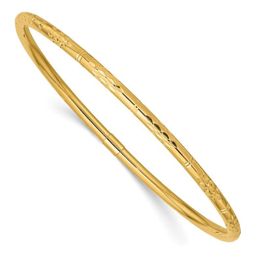 Quality Gold 14k Polished Diamond-cut Slip-on Bangle DB611