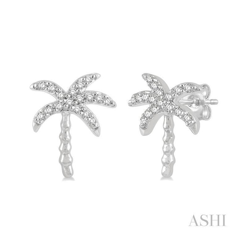 ASHI Palm Tree Petite Diamond Fashion Earrings 645B8PPTSERWG