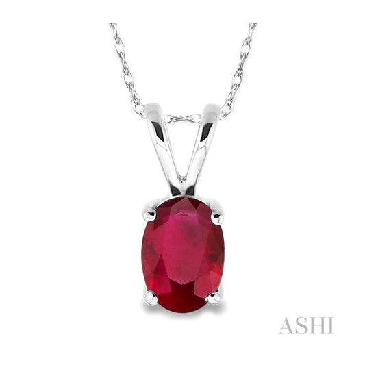 ASHI Oval Shape Gemstone Solitaire Pendant 57129PPF@PDRBWG
