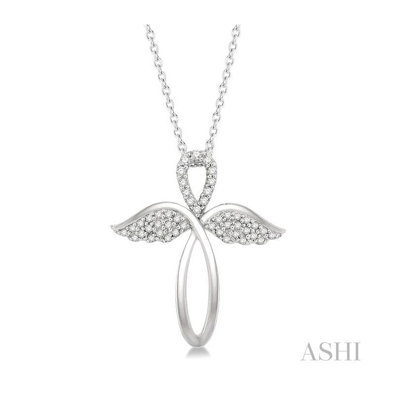 ASHI Angel Wings Cross Diamond Pendant 956B8PPTSPDWG