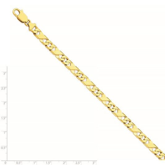 Quality Gold 14K 8 inch 6.7mm Hand Polished Fancy Link with Fancy Lobster Clasp Bracelet LK165