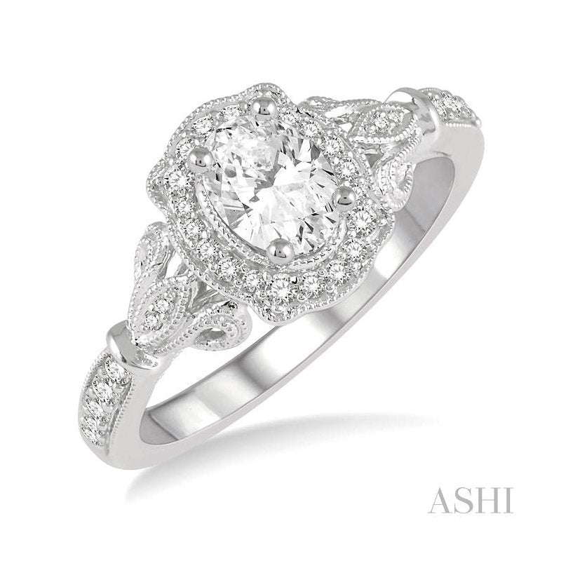 ASHI Oval Shape Halo Diamond Engagement Ring 253F3PPFVWG-LE