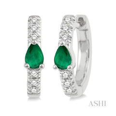 ASHI Pear Shape Gemstone & Petite Diamond Huggie Fashion Earrings 678V8PPTSEREMWG