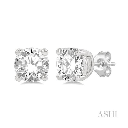 ASHI Round Shape Diamond Stud Earrings 66301PPFGERWG