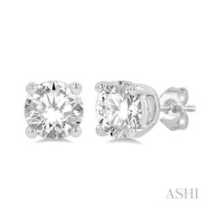 ASHI Round Shape Diamond Stud Earrings 66301PPFGERWG