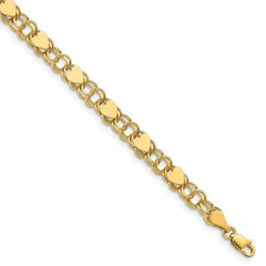 Quality Gold 14k Double Link with Hearts Charm Bracelet DO500