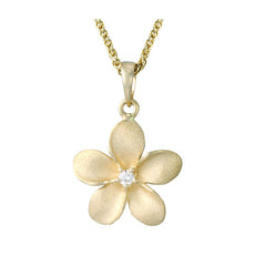 Denny Wong Designs Yellow Gold Plumeria Pendant FPP-13SD3