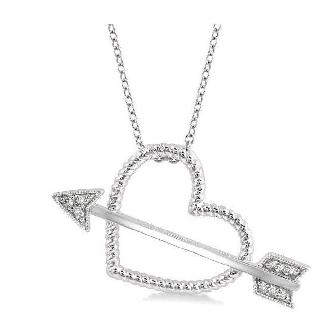 Parkplace Jewelers Silver Arrow & Heart Shape Diamond Fashion Pendant 84099PPSSSLPD