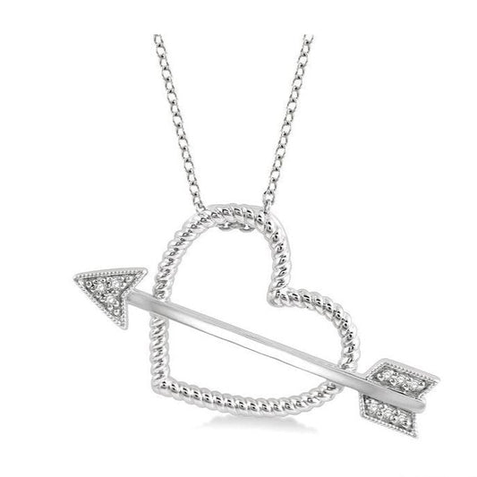 Parkplace Jewelers Silver Arrow & Heart Shape Diamond Fashion Pendant 84099PPSSSLPD