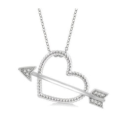 Parkplace Jewelers Silver Arrow & Heart Shape Diamond Fashion Pendant 84099PPSSSLPD