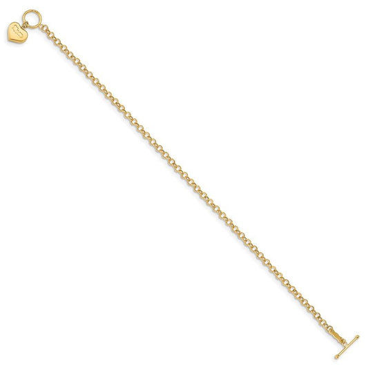 Quality Gold 14k Puffed Mom Heart Toggle Bracelet SF2724-7.5