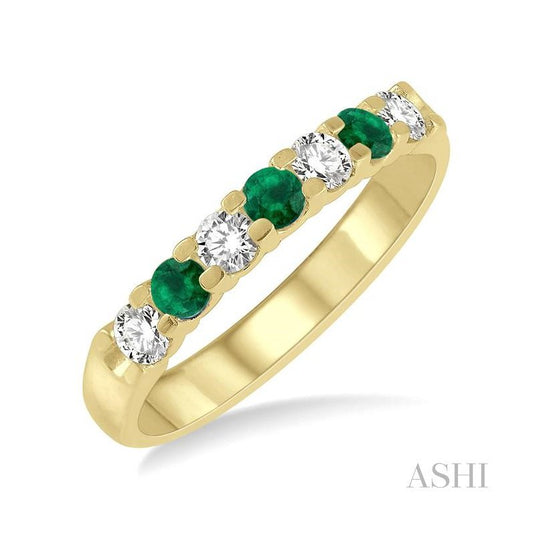 ASHI 7 Alternate Gemstone & Diamond Wedding Band 46485PPFGEMYG