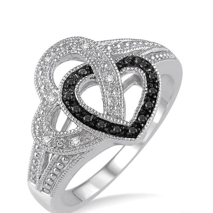 Parkplace Jewelers Silver Heart Shape Black Diamond Fashion Ring 87278PPSSSLRG