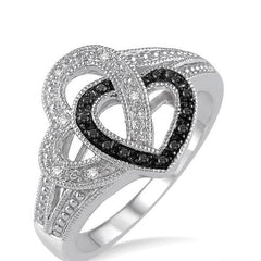 Parkplace Jewelers Silver Heart Shape Black Diamond Fashion Ring 87278PPSSSLRG
