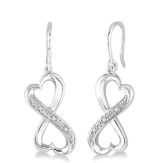 Parkplace Jewelers Silver Infinity Heart Shape Diamond Fashion Earrings 87839PPSSSLER