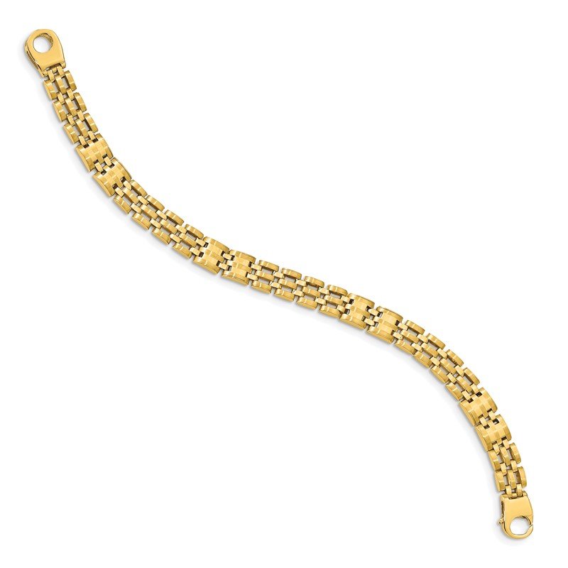 Quality Gold 14k Satin and Polished Men's Link Bracelet GB263-8.5