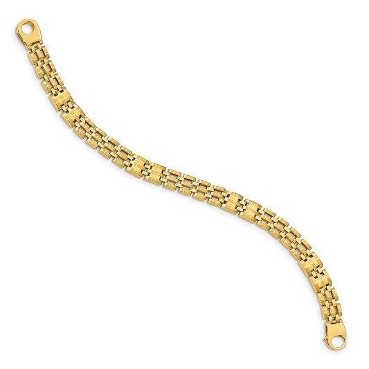 Quality Gold 14k Satin and Polished Men's Link Bracelet GB263-8.5