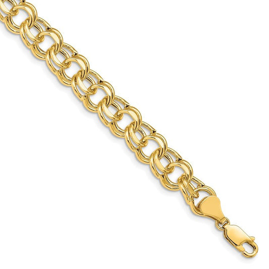 Quality Gold 14k Lite 8.5mm Double Link Charm Bracelet SSD5