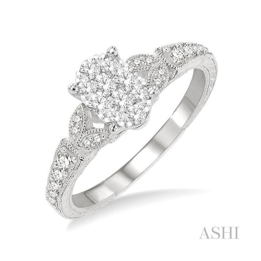 ASHI Oval Shape Lovebright Diamond Engagement Ring 129G3PPFHWG