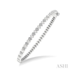 ASHI Silver Puffed Heart Shape Diamond Bangle 84108PPSSSLBG