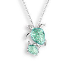 Ocean City Collection Sterling silver green enamel turtle - mother and baby NN0399