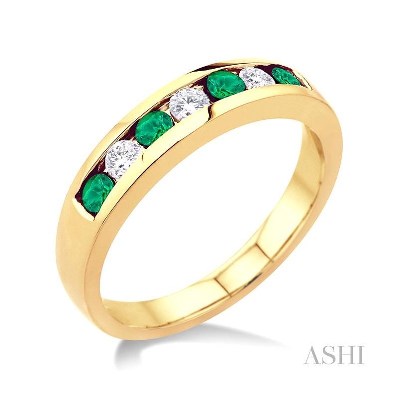 ASHI Channel Set Alternate Gemstone & Diamond Wedding Band 30317PPFXEM