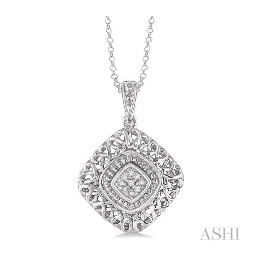 ASHI Silver Cushion Shape Diamond Pendant 87679PPSSSLPD