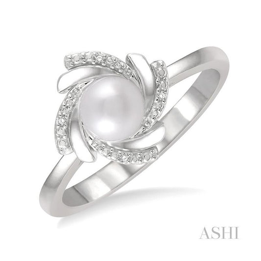 ASHI Silver Pearl & Diamond Ring 84179PPSSSLRG