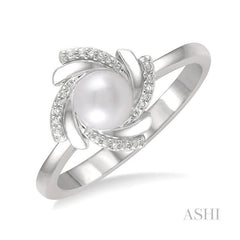 ASHI Silver Pearl & Diamond Ring 84179PPSSSLRG